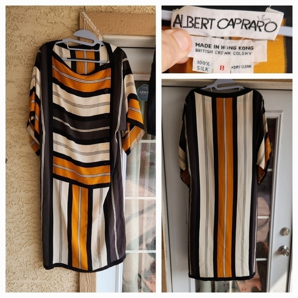 Vintage Silk Albert Capraro Dress -‎ 1970 - Picture 1 of 1